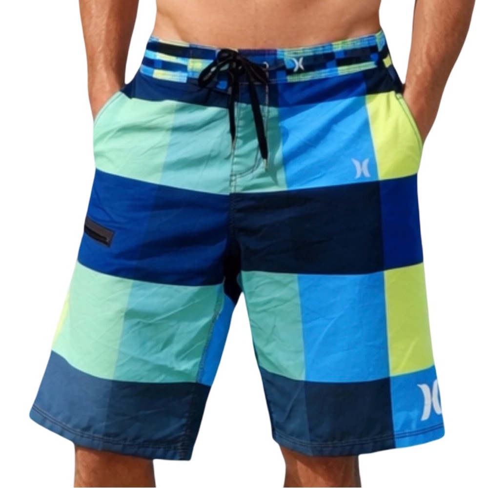 Hurley Phantom Board Shorts Men’s Size 32 Blue Green Colorblock